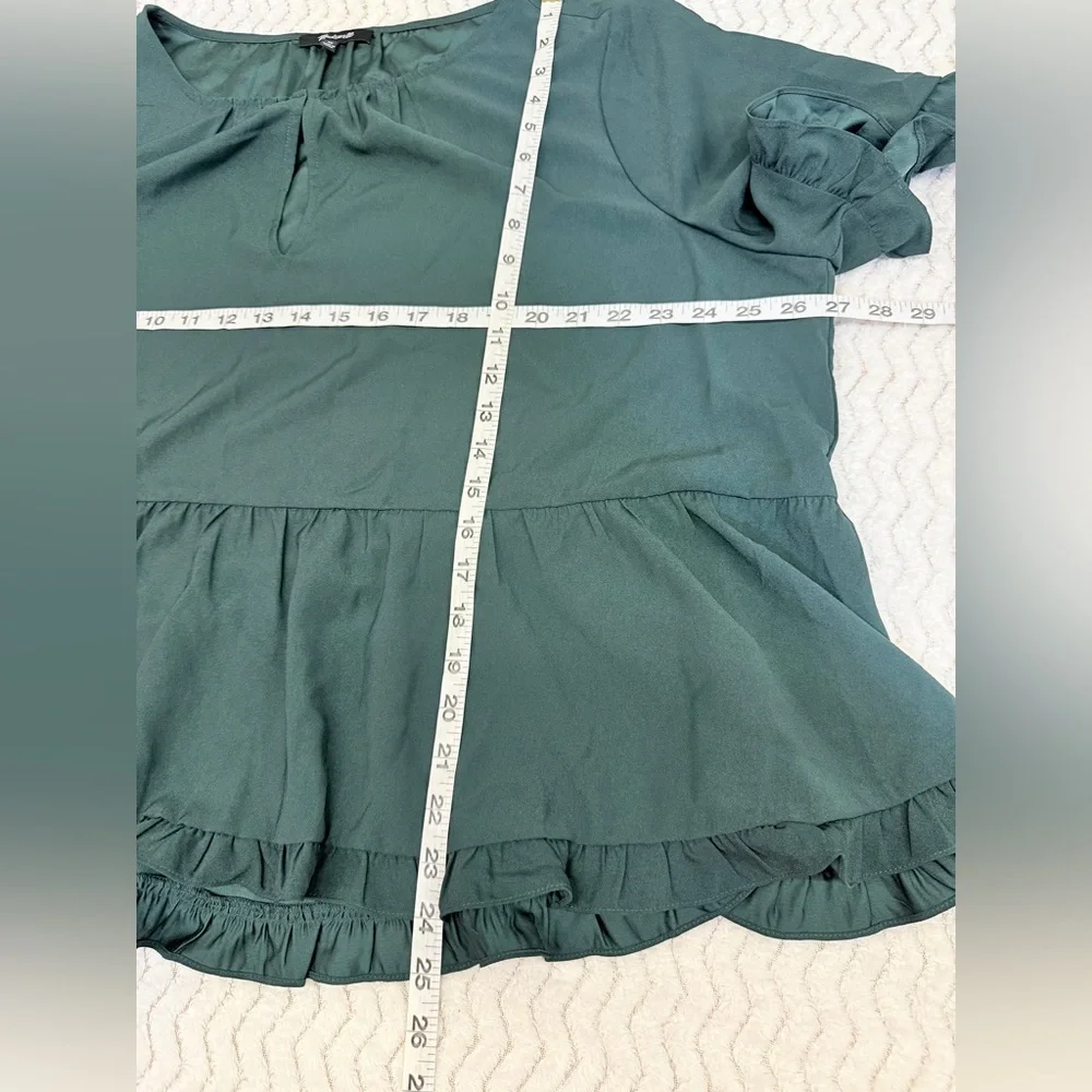 Madewell Stanza Green Ruffle Hem Tunic Short Sleeve Pullover Blouse Sz 3X